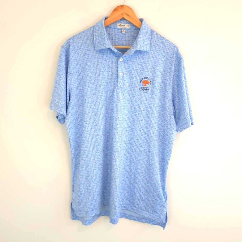 Peter Millar Light Blue Patterned Polo kiawah ocean course